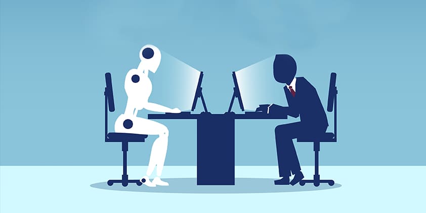 Interviewee doing interview with an AI bot